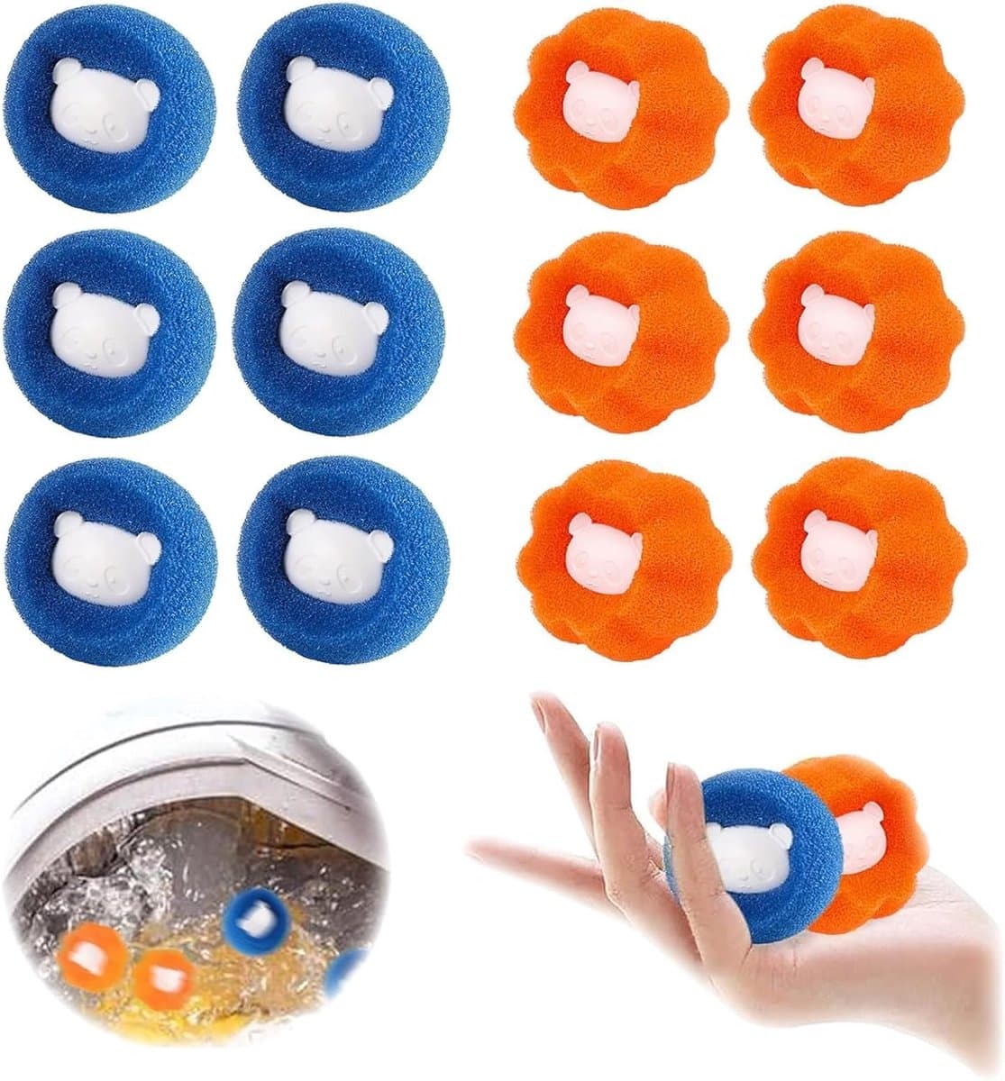 SnelShoppen - 12 Stuks Lint Ballen Wasmachine - Dierenharen Verwijderaar - Lint Ballen voor Wasmachine - Effectieve Haar Absorptie - Geschikt voor Kle — afbeelding 1