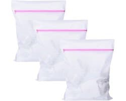 SnelShoppen - Set van 3 Wasnetten - 50 cm x 60 cm - Fijnmazige Waszak - Herbruikbare Mesh Waszak met Rits - Geschikt voor Kleding en Delicate Was
