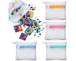 Mini wasmachinezakken voor fijne was - 4 stuks, 12 x 13 cm, netzakken voor sokken en lingerie, wasnet met honingraatstructuur