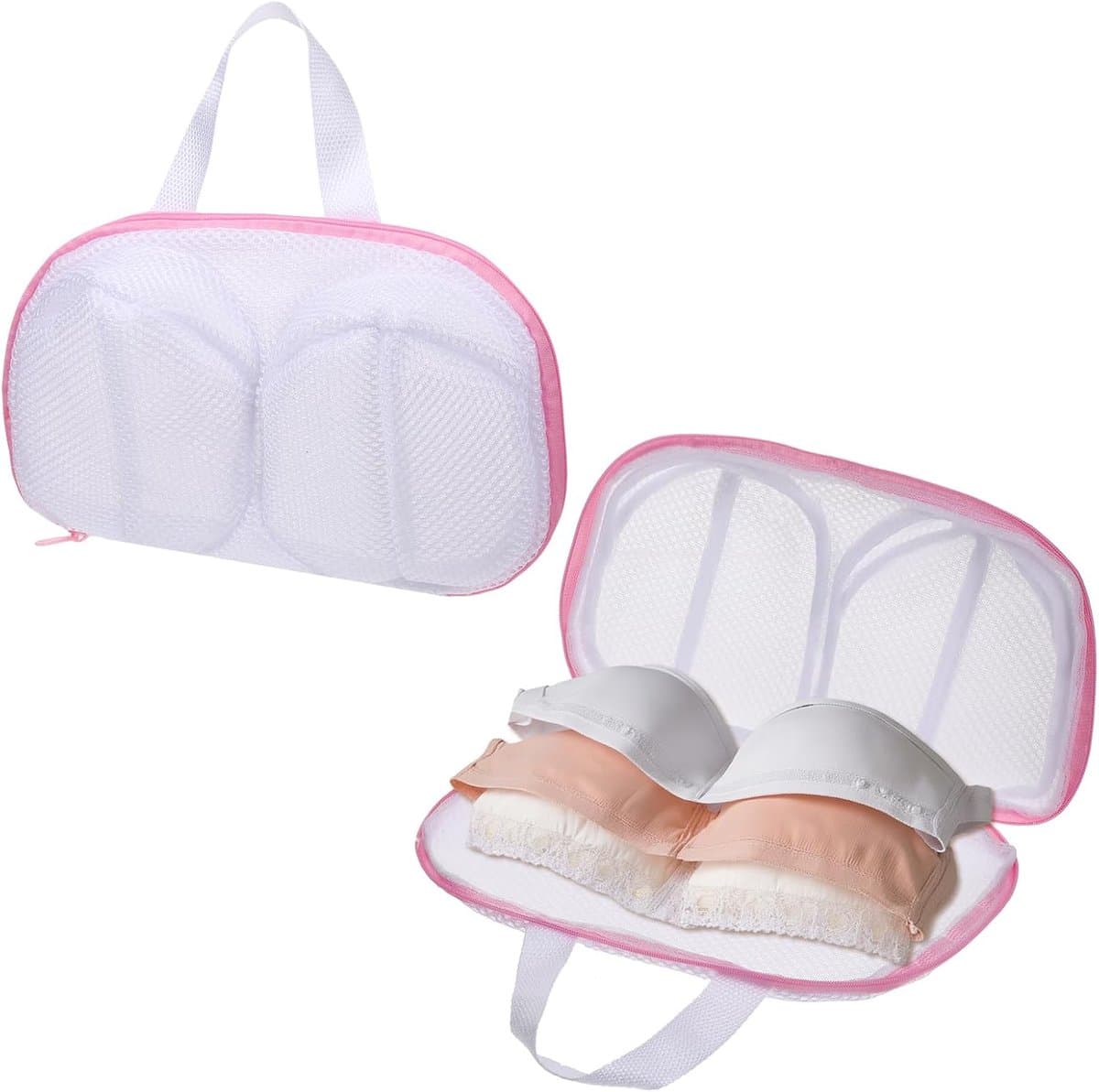 BH-waszakken voor wasgoed, 2 stuks beha-waszakken voor wasmachine mesh lingerie waszak met rits voor het wassen van delicaat ondergoed beha (roze, A Cups) — afbeelding 1