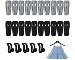 20 stuks gevlokte clips, 5 stuks kleerhangerverbinders, broekclips, sterke wasknijpers, kleerhanger-verbindingshaken, flanellen clips, vilten kleerhangerclips