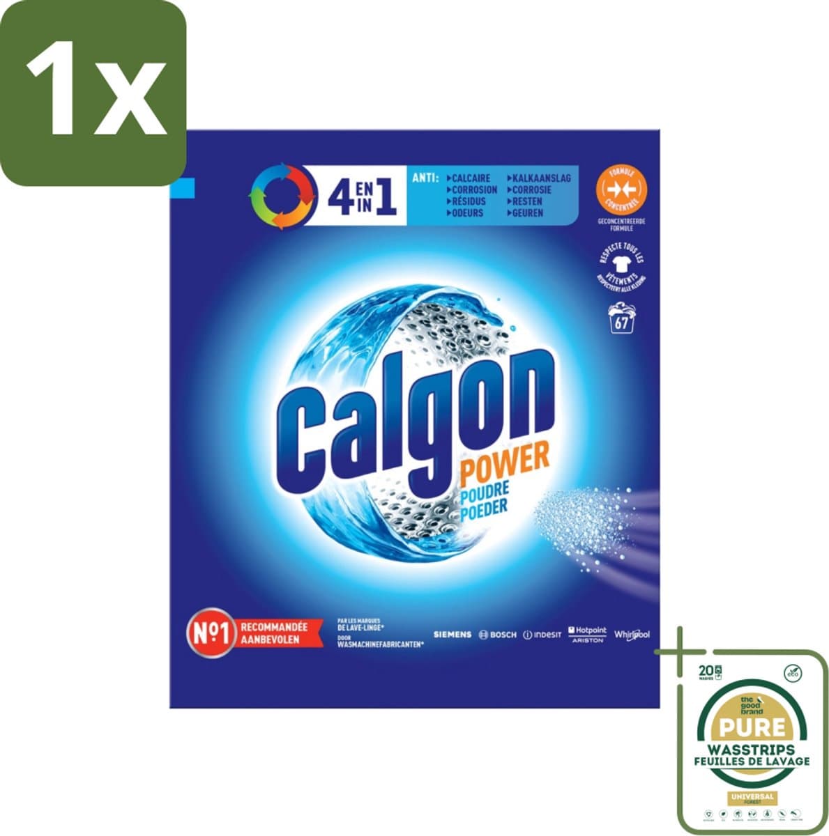 1 x Calgon - Wasmachinereiniger - Tegen Kalkaanslag / Corrosie / Wasmiddelresten / Geuren - 67 Wasbeurten- Wasmachine Reinigen - Kalkvoorkomen - Corrosie Voorkomen - Wasmiddelresten Verwijderen - Geuren Verwijderen — afbeelding 1