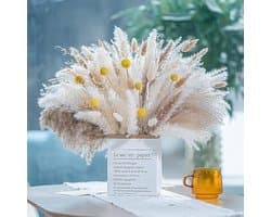 115 stuks gedroogd pampagras voor boho huisdecoratie, gemengd droog bloemenboeket voor bruiloften en feesten, pampabloemstukken, rustieke boerderijdecoratie
