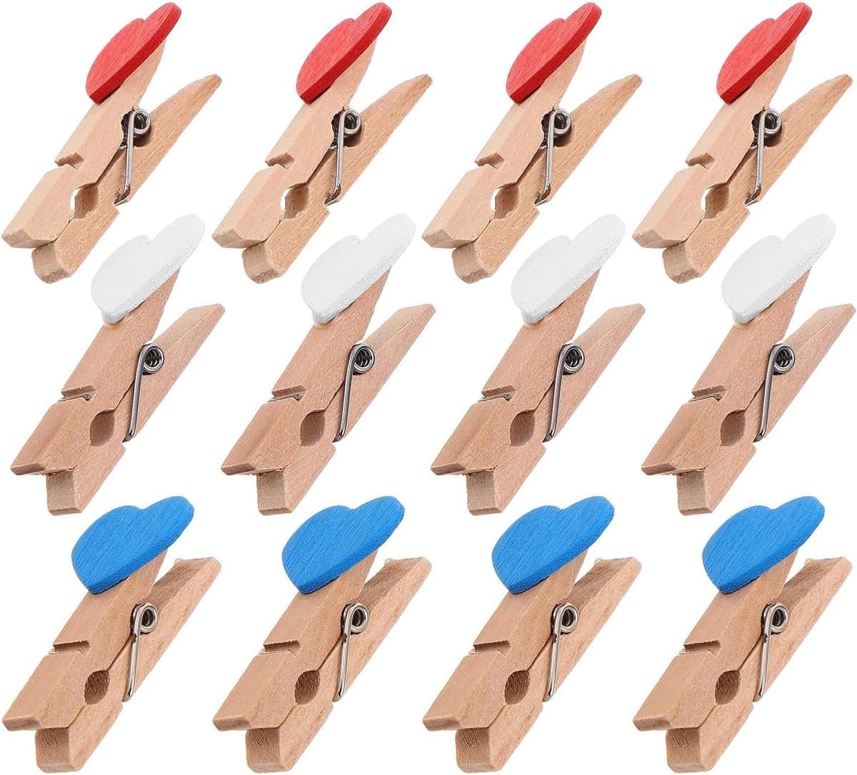 Mini Houten Knijpers - Kleine Clips Hart - Foto Decoratie - Decoratief Hartpatroon - 3.7 cm - Diverse Kleuren — afbeelding 1