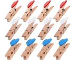 Mini Houten Knijpers - Kleine Clips Hart - Foto Decoratie - Decoratief Hartpatroon - 3.7 cm - Diverse Kleuren