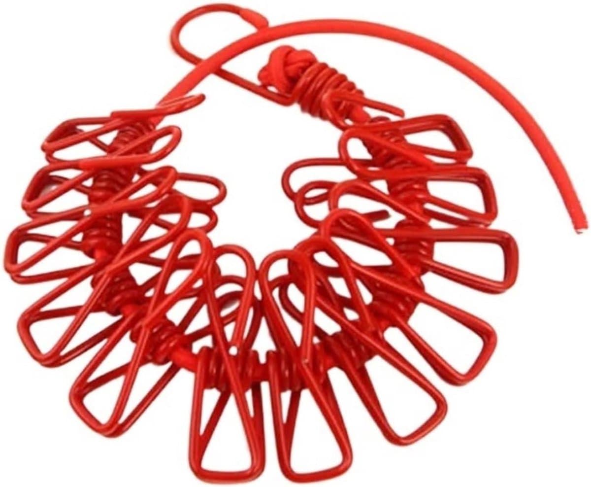 Waslijn voor buiten - Uittrekbare waslijn - Kleding drogen - Weerbestendig materiaal - 170 cm - Rood — afbeelding 1
