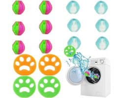 Cosensi - Haarvangers voor Wasmachine - 16 Stuks - Herbruikbaar - Groen en Blauw - Vermijd Pluisjes - Geschikt voor Wasmachines en Drogen