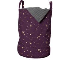 ABAKUHAUS Universum waszak, Constellations Cosmos Sky, wasmand met handvaten, trekkoordsluiting voor wasserettes, pruimen en pastel bruin