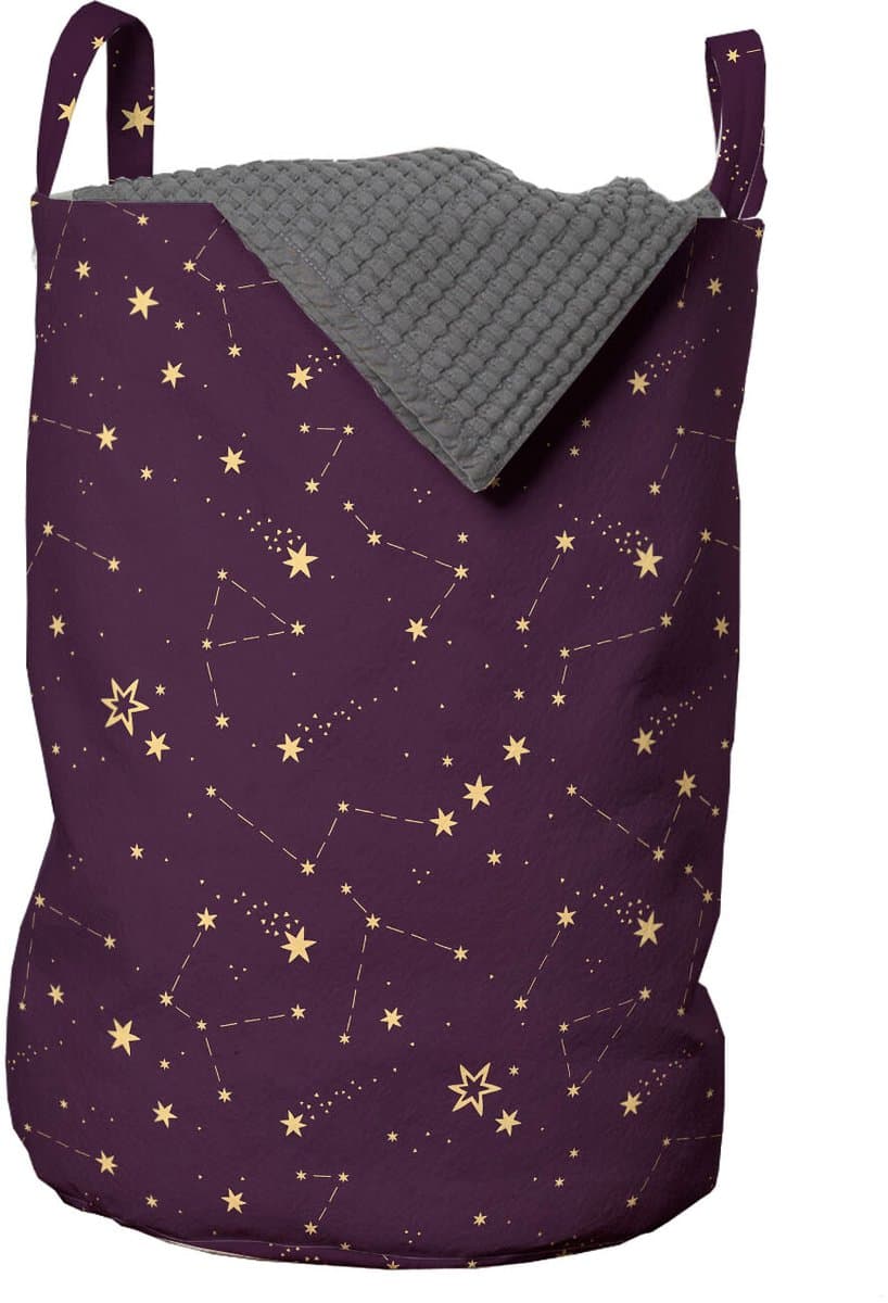 ABAKUHAUS Universum waszak, Constellations Cosmos Sky, wasmand met handvaten, trekkoordsluiting voor wasserettes, pruimen en pastel bruin — afbeelding 1