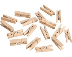 Mini Wasknijpers - Kleine Knijpers Hout - Decoratie en Knutselen - Natuurlijk Hout Materiaal - 35 cm - Natuurlijk