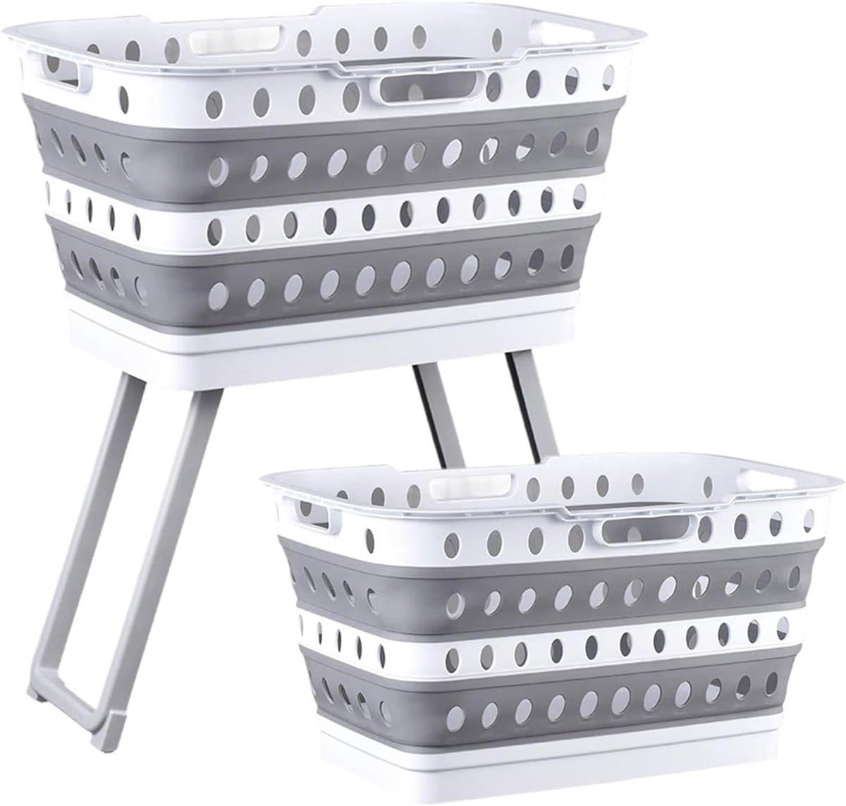 Wasmand met Poten - Kledingmand Opvouwbaar - Was Sorteren - Ergonomische Hoogte - 60 cm Hoog - Enkel — afbeelding 1