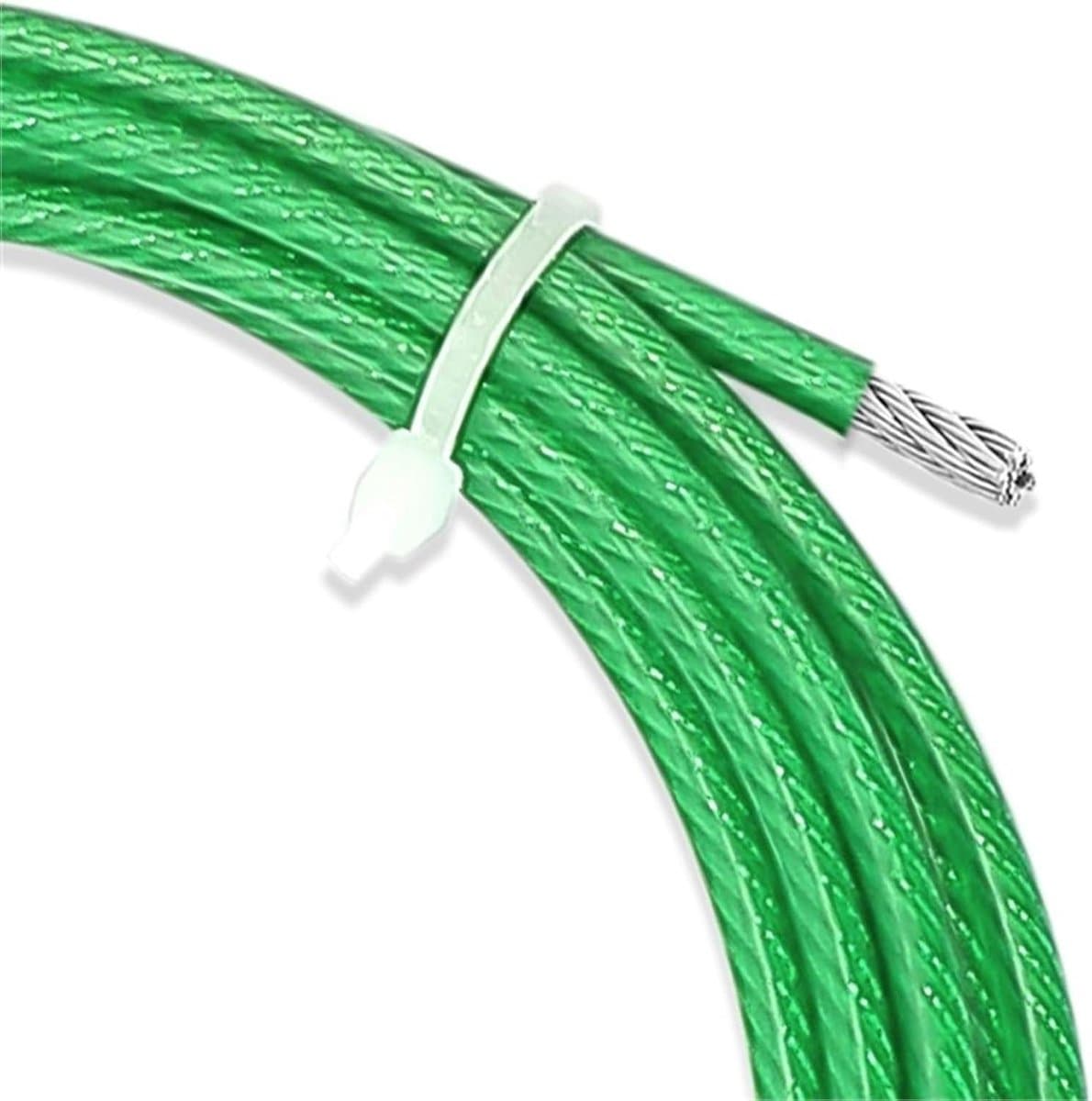 Roestvrij staal kabel - Gecoate waslijn - Kleding drogen - Weerbestendig ontwerp - 2.0mm diameter - Groen — afbeelding 1