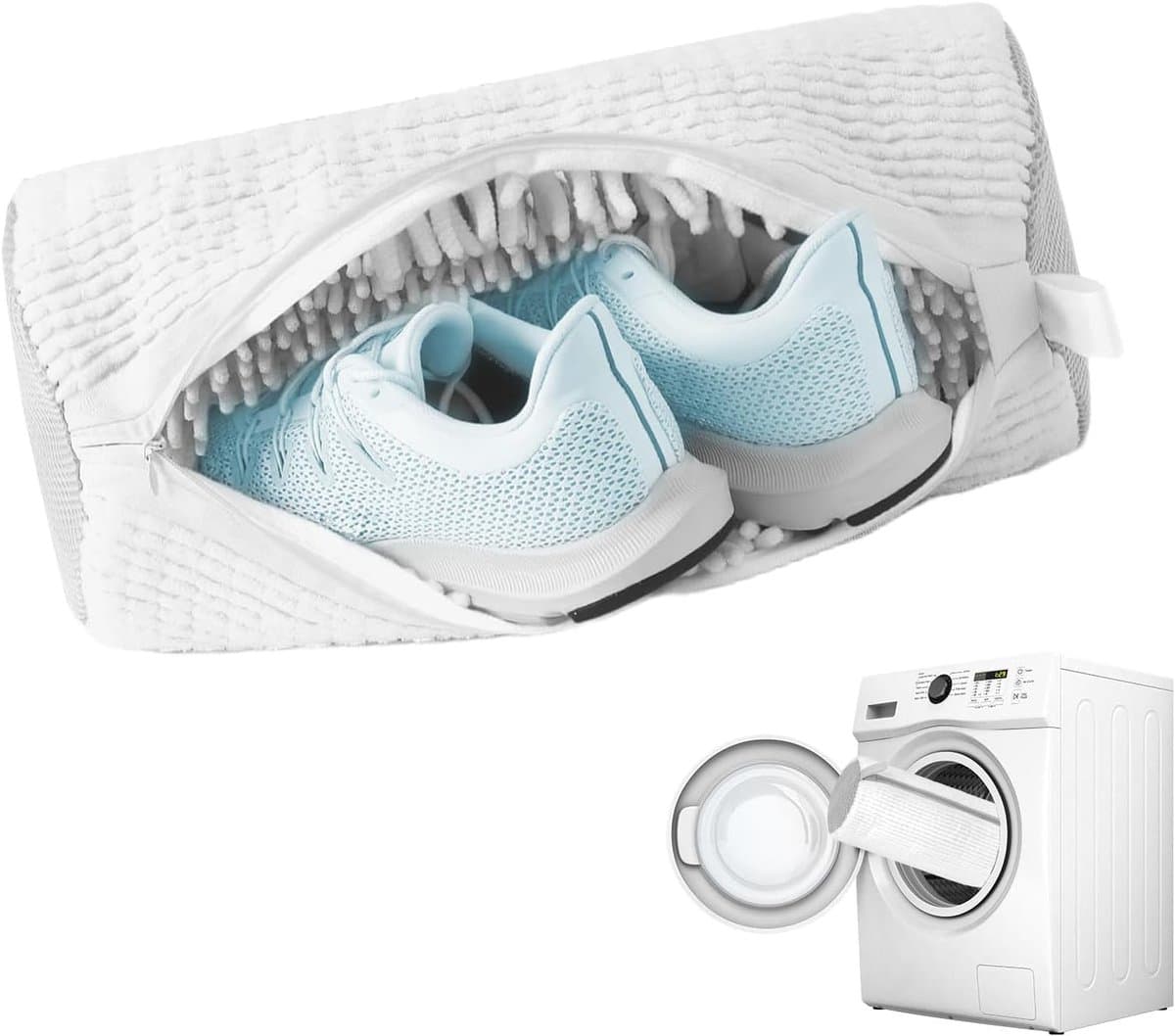 Schoenwaszak, wasmachine, schoenenzak, wasmachine met 360 graden reinigingsfleece, herbruikbare waszak, schoenen waszak met ritssluiting, voor schoenbescherming — afbeelding 1