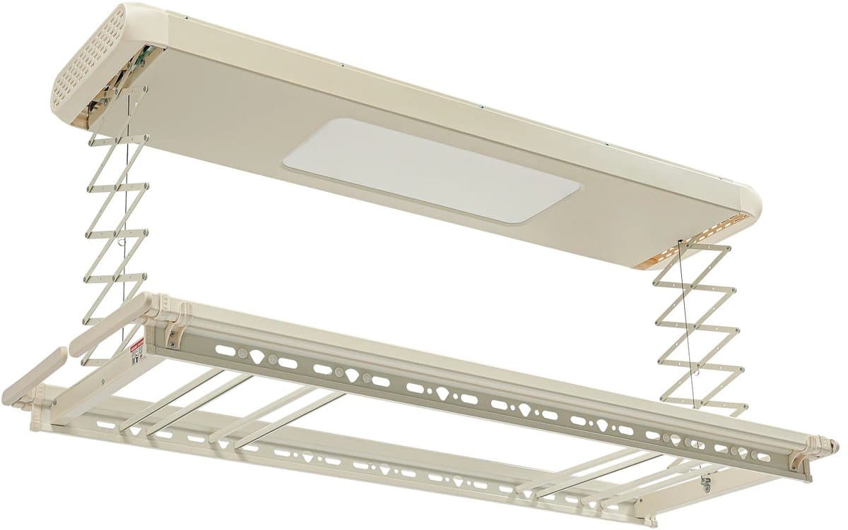 Damenzo - Droogrek - Wasrek - Droogrek uittrekbaar - Droogrek elektrisch - LED verlichting - 125×31×110 cm - Draagvermogen 35 kg - Wit — afbeelding 1