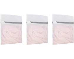 Dailygoods- Waszakken - 3-pack honingraat mesh - Ergonomisch ritssluiting - Voor delicate kleding - Lichtgewicht en compact - Milieuvriendelijk alternatief (30x23cm) - Wasnetjes