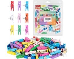 Houten Clips - Decoratieve Pinnen - Notities Bevestigen - Duurzaam Gebruik - 50 Stuks - Meerkleurig