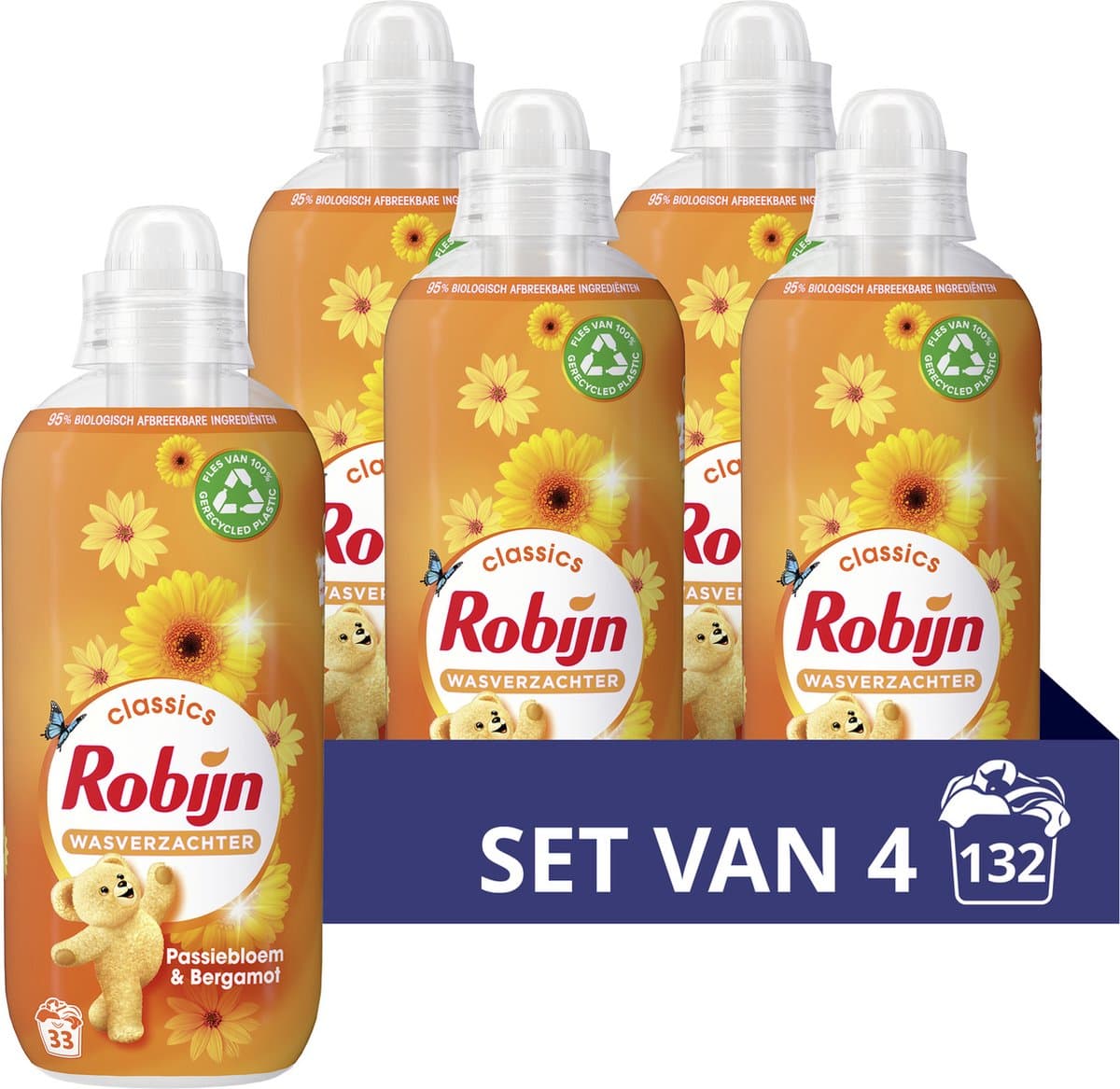 Robijn Classics Passiebloem & Bergamot Wasverzachter - 4 x 33 wasbeurten - Voordeelverpakking — afbeelding 1