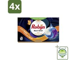 Robijn Wascapsules 3-in1 Black Velvet 15 stuks per verpakking - Voordeelverpakking - 4 stuks - Zwarte was - Zwart kleding