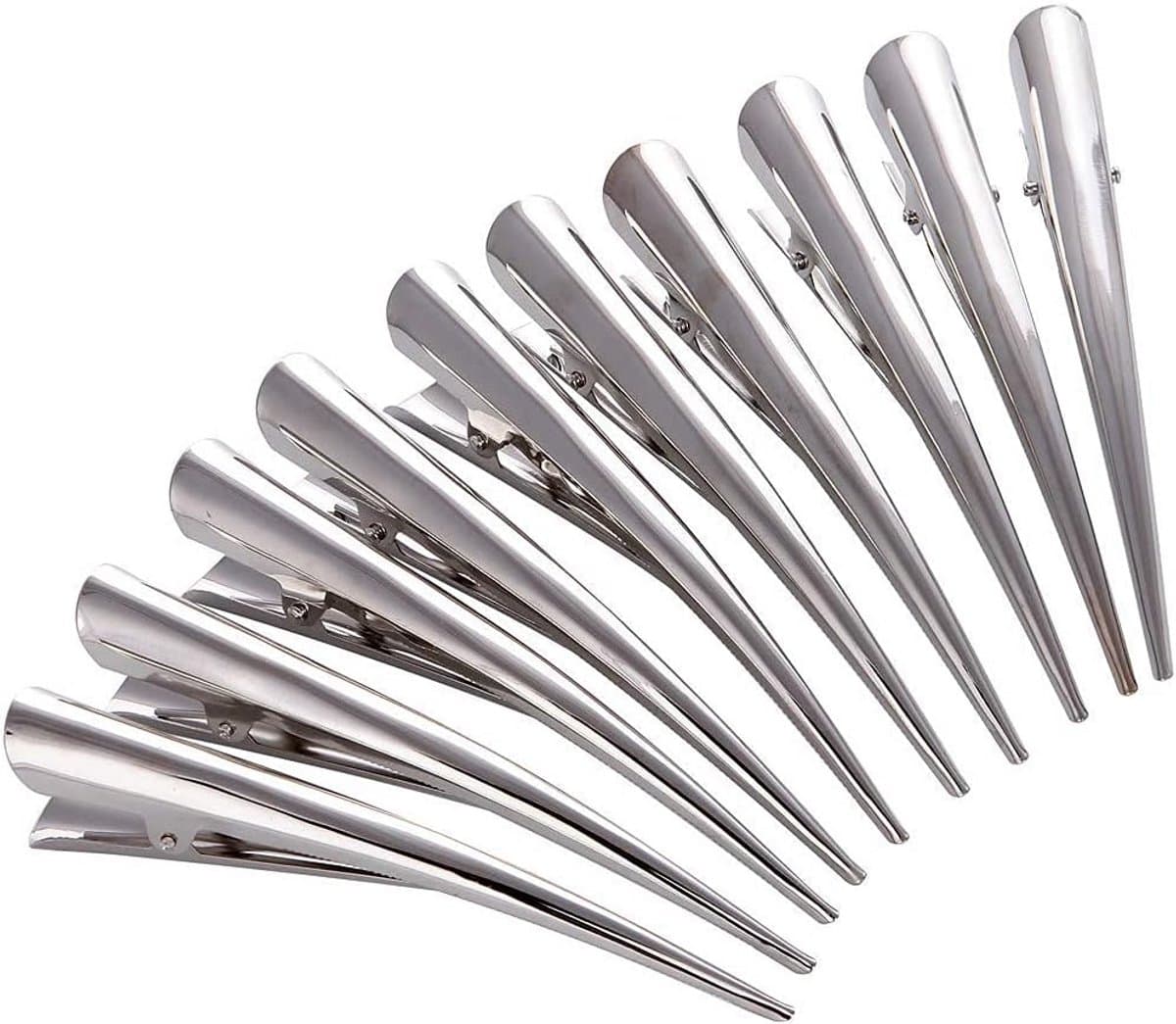 10 stuks grote haarclips met tanden voor dik haar - Metalen Alligator Klemmen Zilver — afbeelding 1