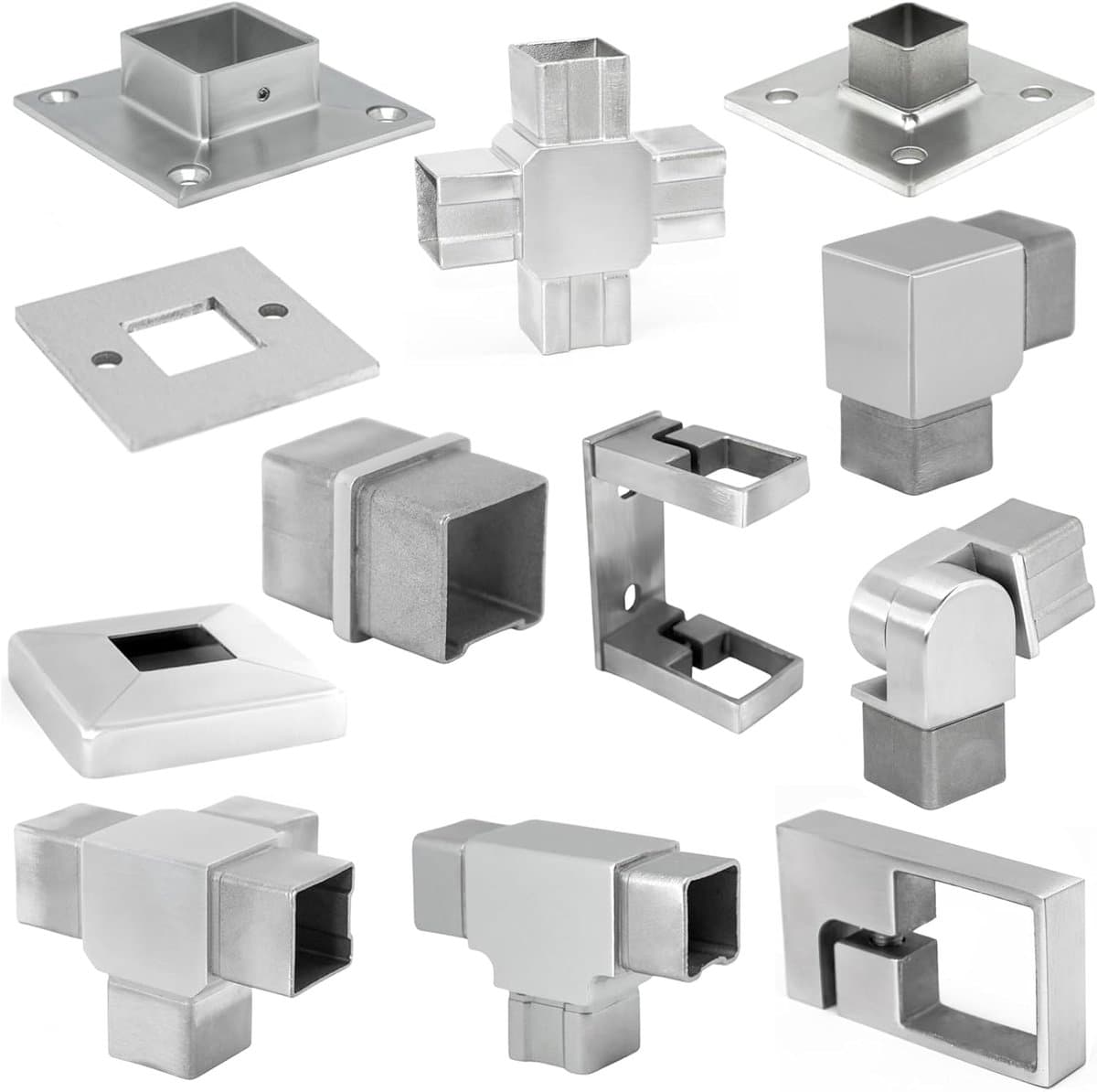 Grondanker Plaat - Vierkante Buizen Bevestiging - Stabiele Verankering - Roestvrij Staal V2A - 40x40x2 mm - Metaal — afbeelding 1