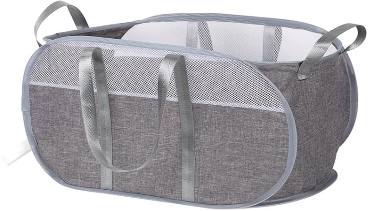 Large Foldable Laundry Baskets with Handle, Pop Up Portable Laundry Basket, Foldable Space-Saving Laundry Hamper, Removable, Dirty Clothes, Storage Basket, Grey — afbeelding 1