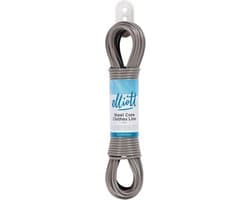 Stalen Kern Waslijn - Weerbestendig en Extra Sterk - 15 Meter - Wit/Grijs - PVC Gecoat