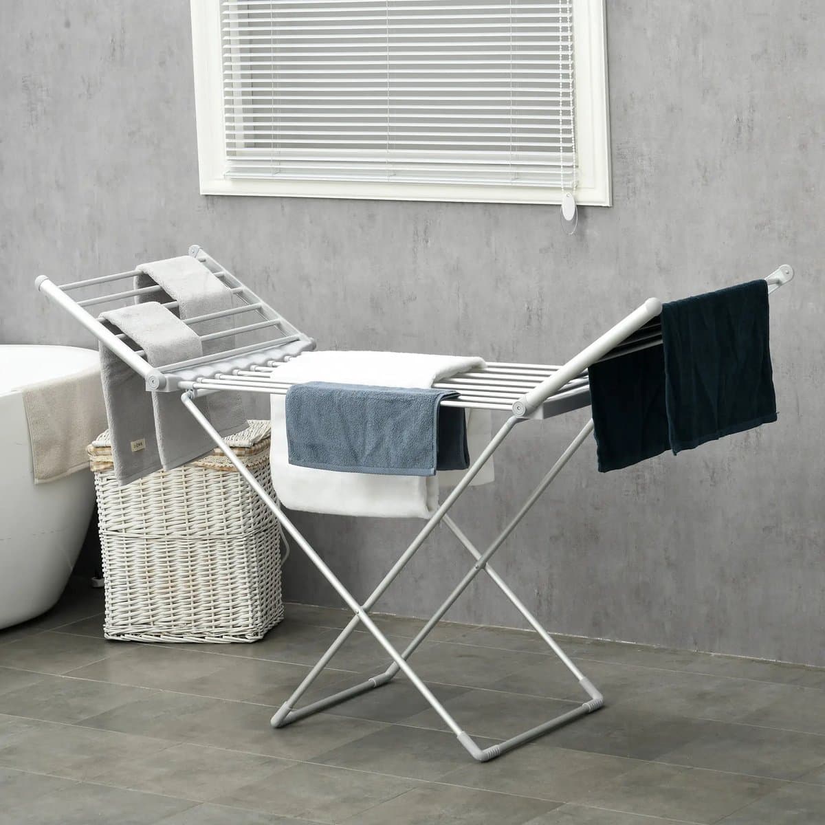 Pugsdrly Wasdroger elektrische droogrek 2 uitschuifbare zijvleugels frame van aluminiumlegering 144 x 53 x 91 cm — afbeelding 1