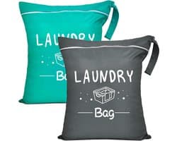 Kleine reiswaszak met ritssluiting, waterdichte reiswaszak voor vuile was, badkleding, wasbaar, camping, droge wetbag, stoffen luiers, geschikt voor fitness, grijs + groen