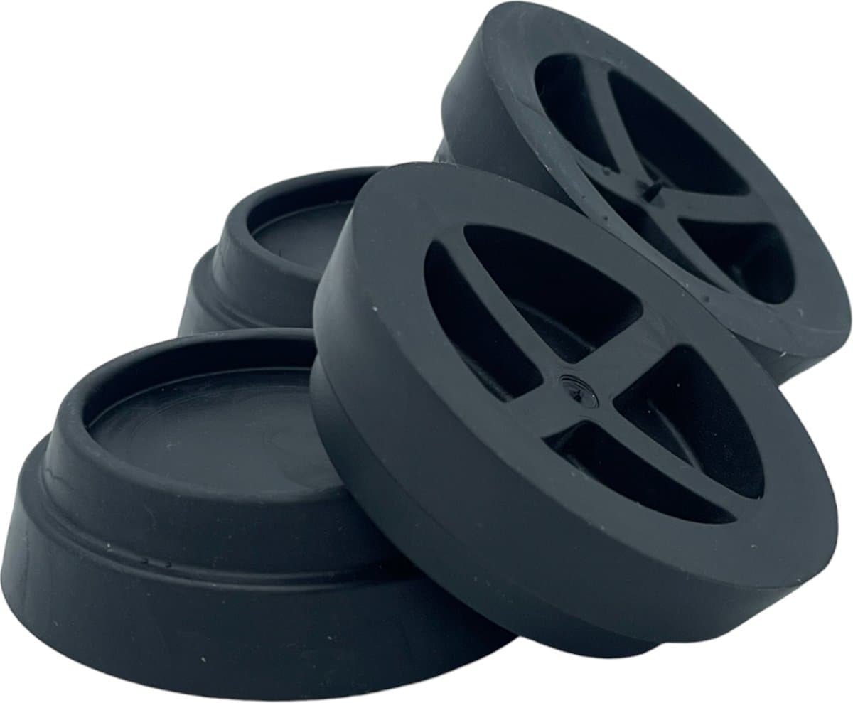 Fixem® - Trillingdemper wasmachine - Droger trillingdemper - Anti schudden - Wasmachine voet - Anti Trilling mat - Geschikt voor universeel gebruik - 4STUKS - Zwart - Zacht rubber geen PVC — afbeelding 1
