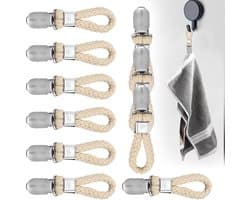 Handdoekclips - Handdoeklusjes met Clip - Handdoekknijpers - Badlaken Knijpers - Handdoekklem -10 Stuks Handdoekhaakjes - 11.5 X 2.3cm - Geschikt Voor Woonkamer, Badkamer, Keuken En Slaapkamer - Beige