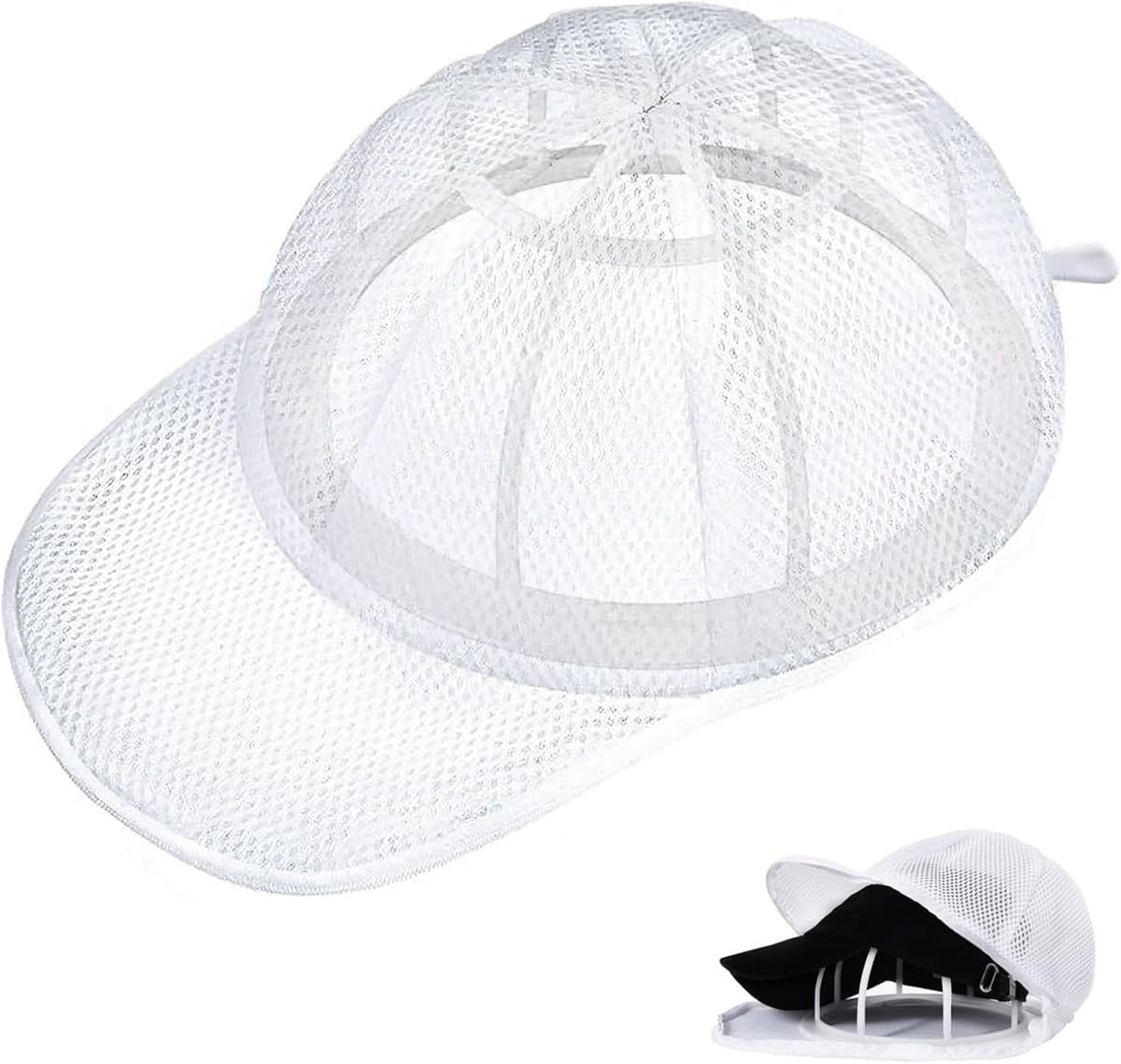 Hoedenwassers - Met Houder En Netzakken - Voorkomt vervorming - Hoedenbeschermers voor wasmachines - 34*25.5*13 cm - Wit - Kunststof en polyester - Waszak voor huishoudelijke petten - Met Rits - Voor Iedere hoed — afbeelding 1