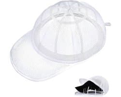 Hoedenwassers - Met Houder En Netzakken - Voorkomt vervorming - Hoedenbeschermers voor wasmachines - 34*25.5*13 cm - Wit - Kunststof en polyester - Waszak voor huishoudelijke petten - Met Rits - Voor Iedere hoed