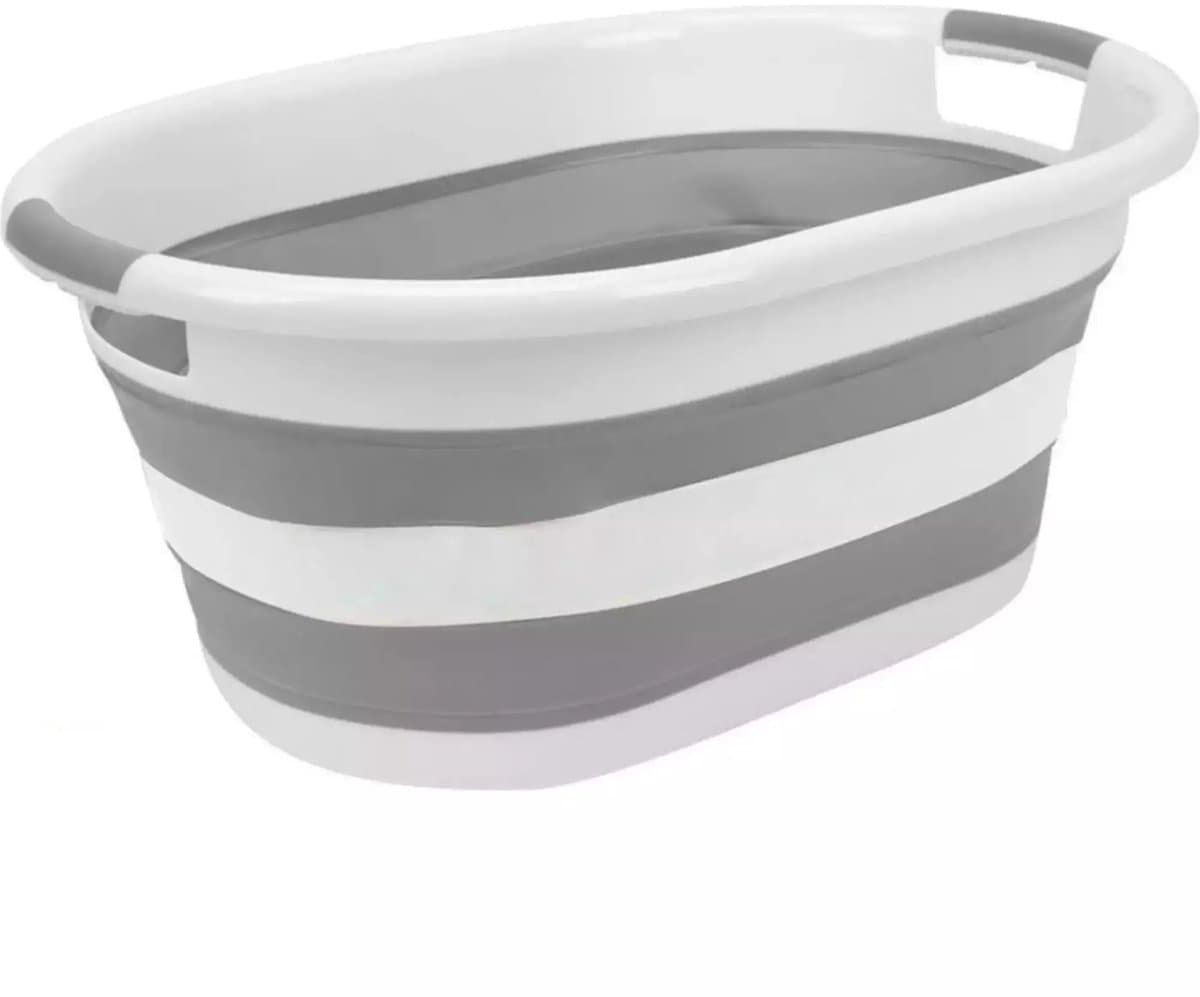 Benson Opvouwbare wasmand - 39 liter - ruimtebesparend - grijs - siliconen handvatten — afbeelding 1