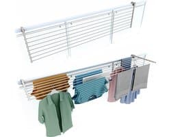 Foxydry Duo 202 cm balkon droogrek - wit - rechthoekige reling