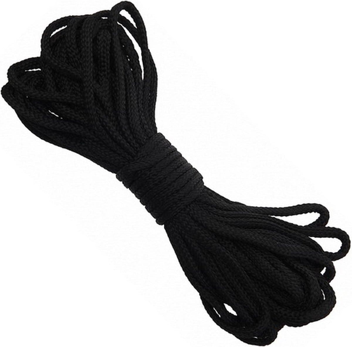 Outdoor nylon touw - zwart - 15 meter x 5 mm - diverse toepassingen - camping — afbeelding 1