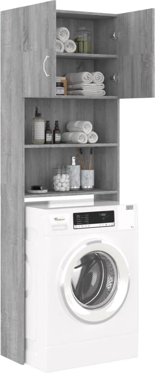 Wasmachine ombouw - Kast - Opbouwmeubel - Verhoger - Wasmachine meubel - Opbergkast - Hout - Grijs Sonoma — afbeelding 1