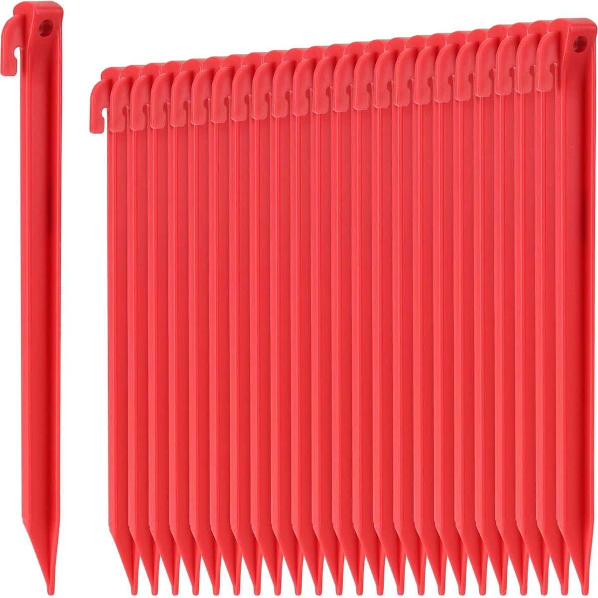 24x Kunststof Grondankers - Camping Tuin Strand - Haringtrekkergat - Rode Grondankers 30 cm — afbeelding 1
