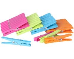 Wasknijpers - 32x stuks - gekleurde knijpers / wasspelden - Kunstof — afbeelding 1
