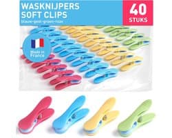 Zachte wasknijpers clips 40 stuks in diverse kleuren