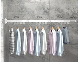 Wanddroogrek Inklapbaar 18 Haken - Droogrek Muur Wandmontage Ophangbaar - Clothes Rack Uitschuifbaar + Montage Kit - Wit