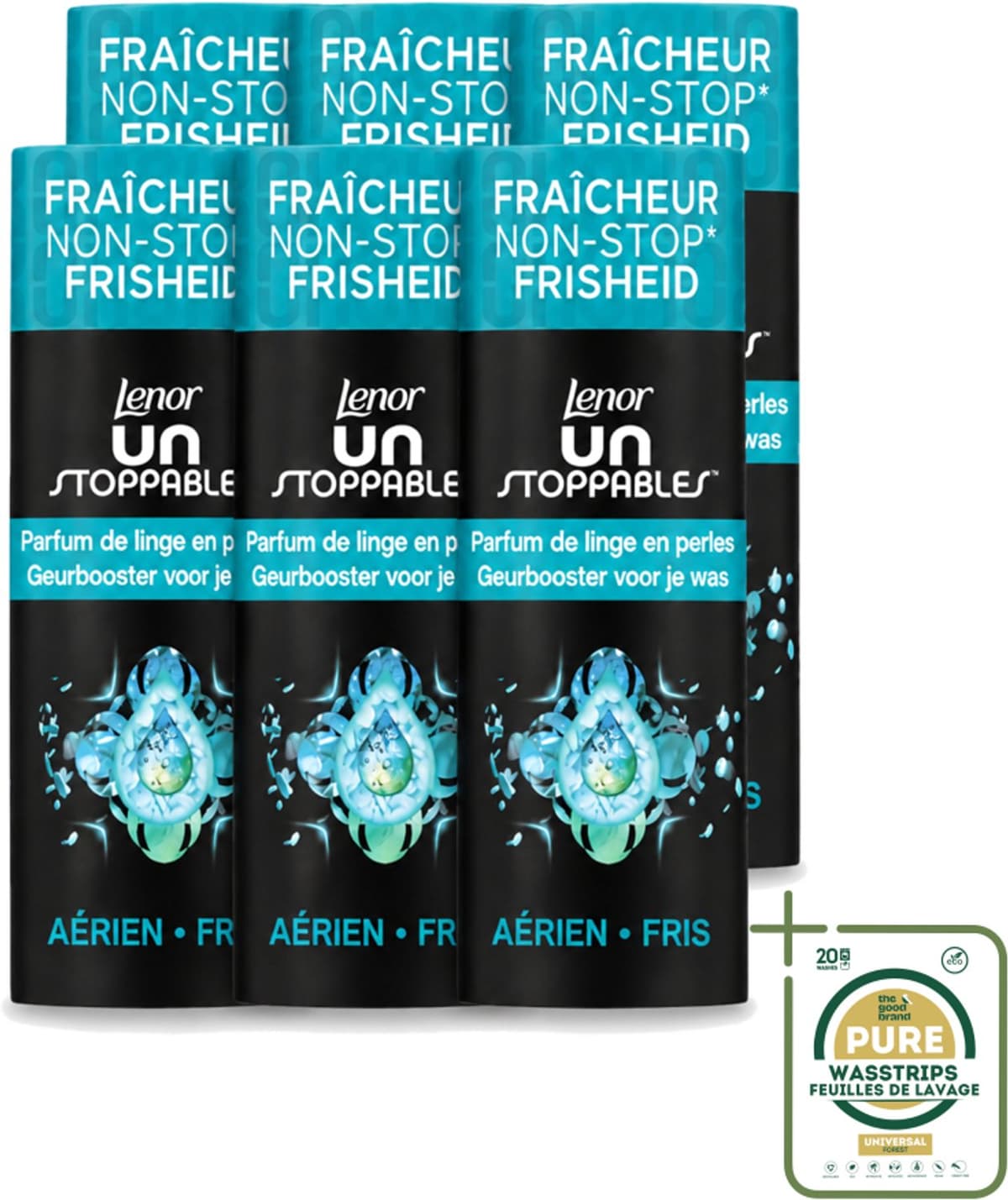 6 x Lenor Unstoppables - Geurbooster - Fris - 13 Wasbeurten - Wasstrips - Geurbooster - Frisheid - Citrusgeur - Fruitige Geur - Bloemige Geur — afbeelding 1