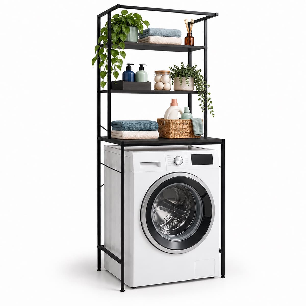 Wasmachine rek - 161x66x40 cm - zwart — afbeelding 1