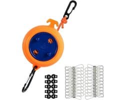 Droogrek Kleding - Waslijn Outdoor - Kleding Drogen - Intrekbaar Winddicht - 8 Meter - Oranje