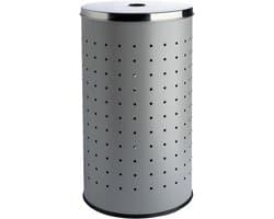 Wasmand met deksel en luchtgaten - RVS - Grijs - 37 L - Ø 29 cm - 54 cm hoog - Wasbox Waskist