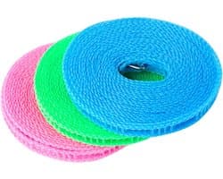 3 rollen 5m winddicht en antislip kleding drogen touw, draagbare kledinglijn, binnen en buiten waslijn touw