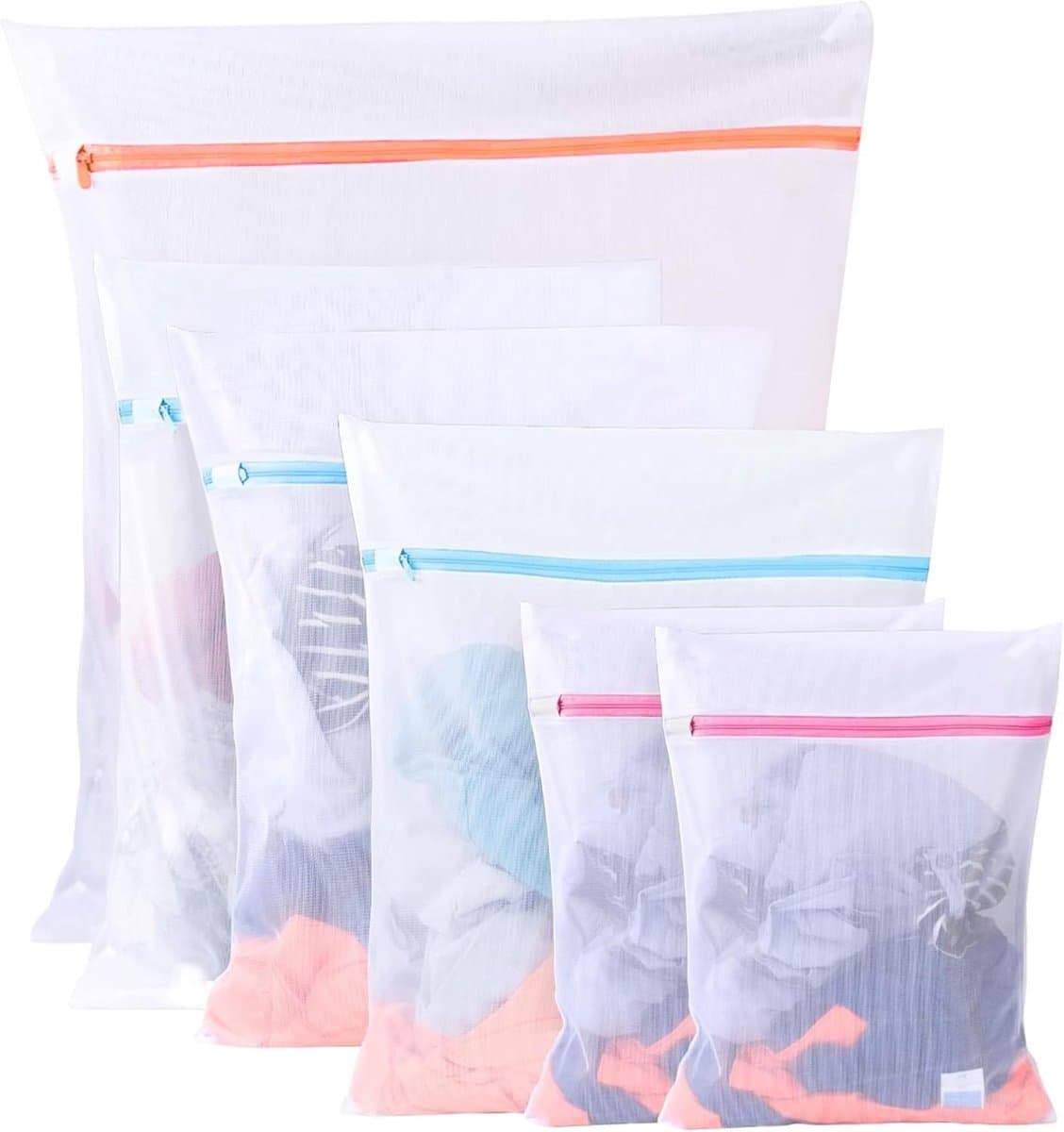 6-delige wasnetten voor de wasmachine, 3 maten waszakken voor delicate kleding, bescherming tegen vervorming en slijtage van sweaters, shirts en ondergoed — afbeelding 1