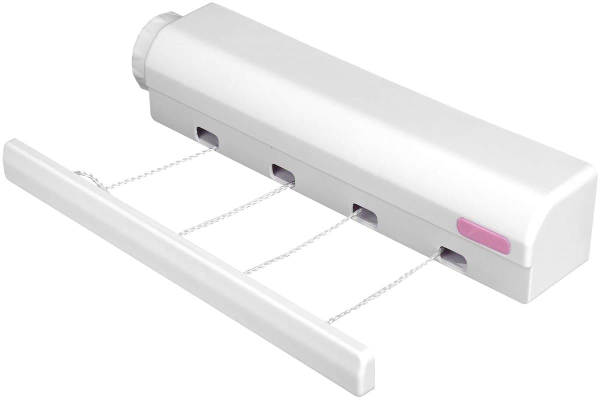 Dailygoods- Waslijn Intrekbaar 3,75 m - Telescopische Wandwasdroger - 4/5 Draden - Duurzaam - Ruimtebesparend - Tot 8 kg Belastbaar - Wasrek — afbeelding 1