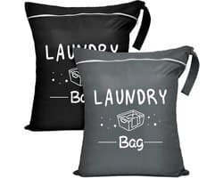 SnelShoppen - Set van 2 waterdichte waszakken 38 x 48 cm, opvouwbare waszak met ritssluiting, ademende polyester tas voor fitness, luiers, reizen, kam