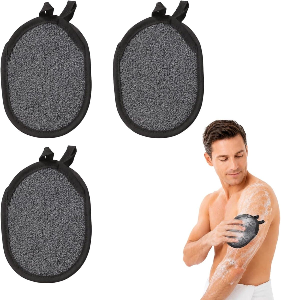 3 stuks zeepzakjes, zeepzakjes voor vaste zeep, zeepzak voor vaste zeep, zeepzak voor douchen, zeepzak compact, herbruikbaar, lichte waszak (zwart) — afbeelding 1