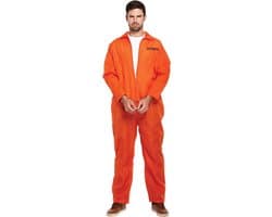 Oranje gevangenis jumpsuit voor volwassenen en heren, verkleedkostuum, veroordeelde ketelpak, gevangenenenoverall, gevangenisspringpak, verkleedoutfit, twee maten herenkostuum